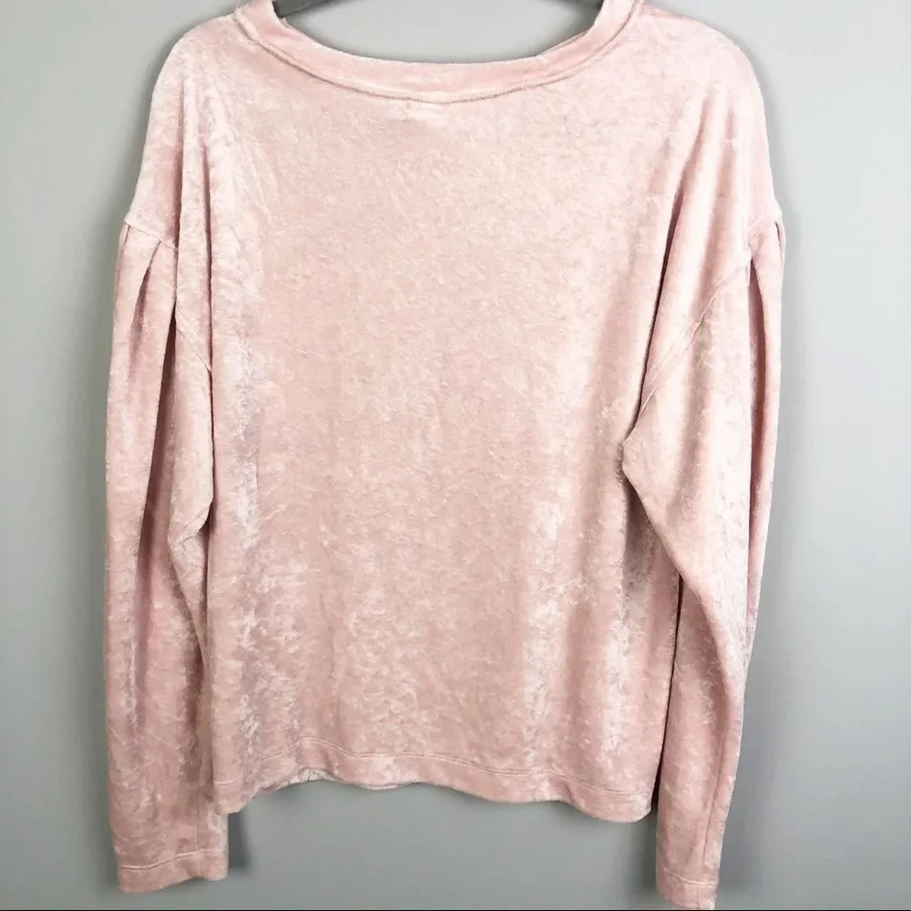 FREE PEOPLE | WE THE FREE Milan Pink Crushed Velvet Oversized Top Women’s Size S